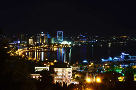 Night view of the city of Baku. Azerbaijanのeditorial素材