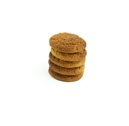 oatmeal cookies on a white backgroundの写真素材
