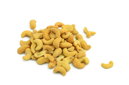 Cashew nuts on white backgroundの写真素材