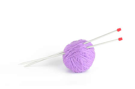 tangle with purple thread and needlesの写真素材