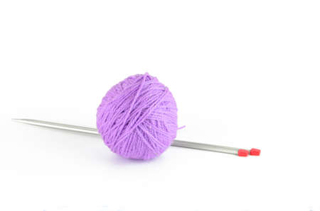 tangle with purple thread and needlesの写真素材