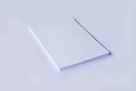 Realistic A4 pages mockup design, Blank sheet paper mockup stand. Flat lay top view a4 page. Top view mockup design. Blank paper folder mockup with background. Template for presentation or A4 design cの写真素材