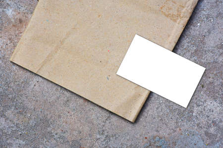Photo of blank business cards with background. Mock-up for branding identity.の写真素材