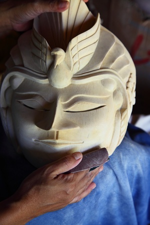 Wooden masks craftsmenの写真素材