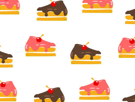 cake seamless pattern. You can use it in a group as web background, wallpaper, full print t shirt design materials and others. You also can use it separately become icon or logo template.のイラスト素材