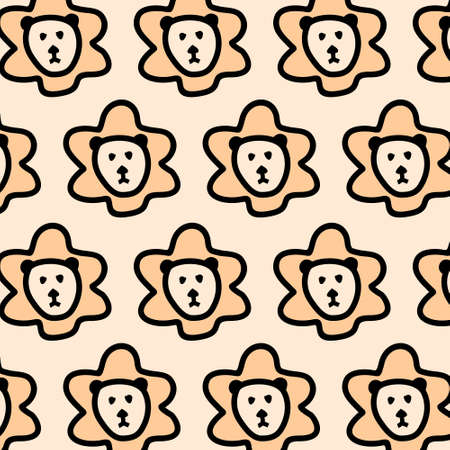 cute lion hand drawn pattern vector. You can use it as background, wallpaper, wrapper, holiday prints, scrapbook, or even wedding. You also can use it separately become icon or logo template.のイラスト素材