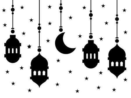 ramadan lantern moon stars pattern vector. You can use it as background, wallpaper, wrapper, holiday prints, scrapbook, or even wedding. You also can use it separately become icon or logo template.のイラスト素材