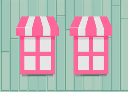 pink window on a blue plank wall vector. You can use it as background, wallpaper, wrapper, holiday prints, scrapbook, or even wedding. You also can use it separately become icon or logo template.のイラスト素材