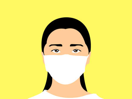 woman wearing masker illustration vector.. You can use it as background, wallpaper, wrapper, holiday prints, scrapbook, or even wedding or for element for your any design projects.のイラスト素材