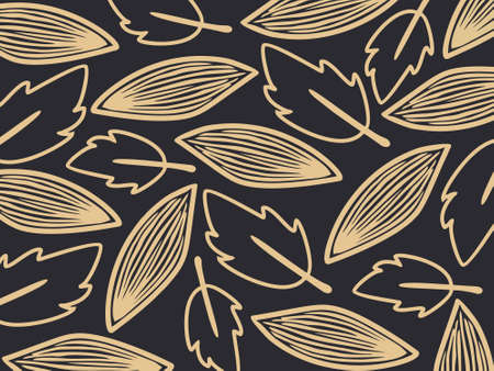 hand drawn leaf pattern texture vector. You can use it as background, wallpaper, wrapper, holiday prints, scrapbook, wedding invitation, icon, logo template or for any design elements else.のイラスト素材