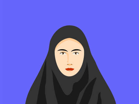 woman in veil half body front look vector. You can use it as background, wallpaper, wrapper, holiday prints, scrapbook, wedding invitation, icon, logo template or for any design elements else.のイラスト素材