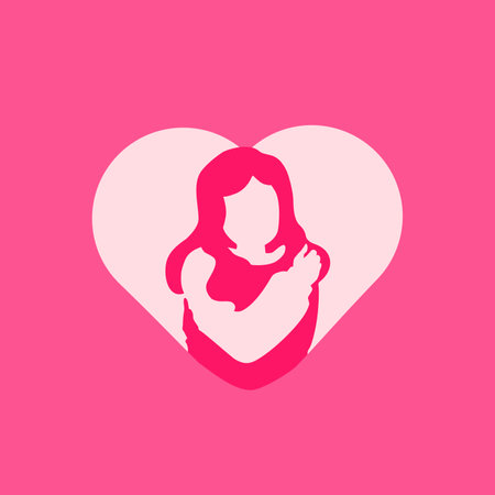 a logo template who showed self love gesture by woman who hug her selfのイラスト素材