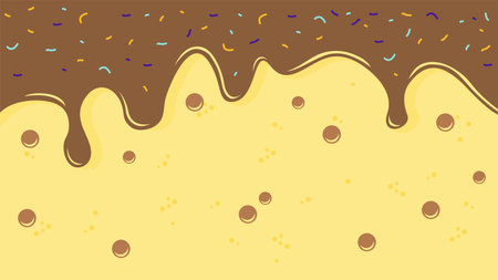 a chocolate ice cream background with bubble ornament and colorful sprinklesのイラスト素材
