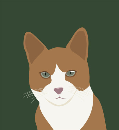 image of domestic cat on green background