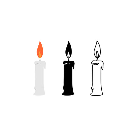 candle drawn in different style, editable vector imageのイラスト素材