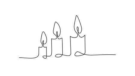 simple elegant christmas candle line art vector backgroundのイラスト素材