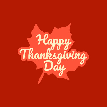 happy thanksgiving day lettering on maple leaf background stock vectorのイラスト素材