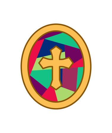 church ornament illustration with cross image stock vectorのイラスト素材
