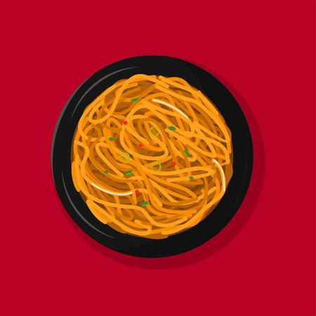 chinese fried noodle illustration stock vectorのイラスト素材