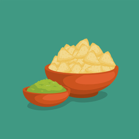 mexican nachos on bowl illustration vector stockのイラスト素材