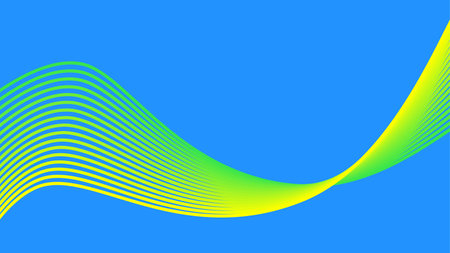 abstract bright green line art on sky blue background vector stockのイラスト素材