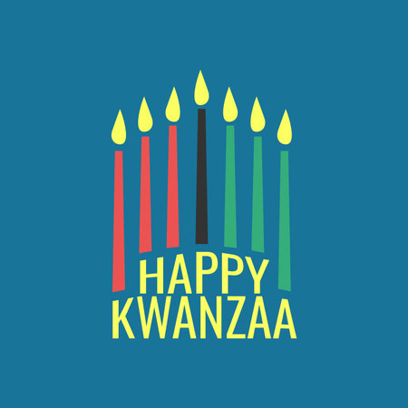 happy kwanzaa text with candles illustration vector stockのイラスト素材