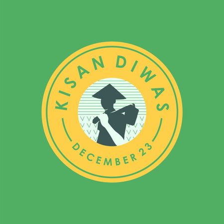 indian holiday kisan diwas badge logo template with indian flag color palette vector stockのイラスト素材
