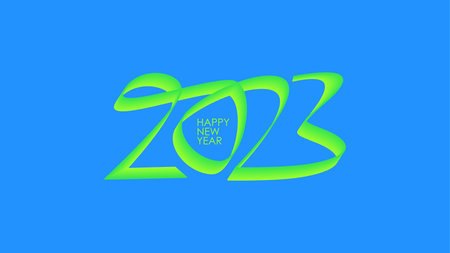 happy new year 2023 text template with gradient line art style