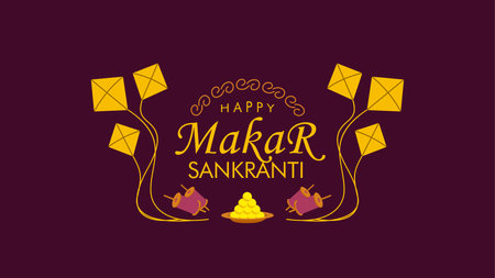 happy makar sankranti indian festival poster templateのイラスト素材