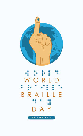 world braille day vertical banner template vector stockのイラスト素材