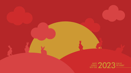 chinese new year 2023 rabbit year background templateのイラスト素材