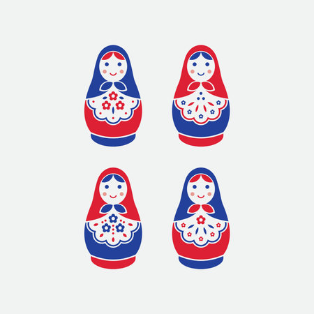 babushka doll illustration with russia flag colorのイラスト素材