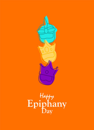 cute multicolor three kings epiphany day banner templateのイラスト素材
