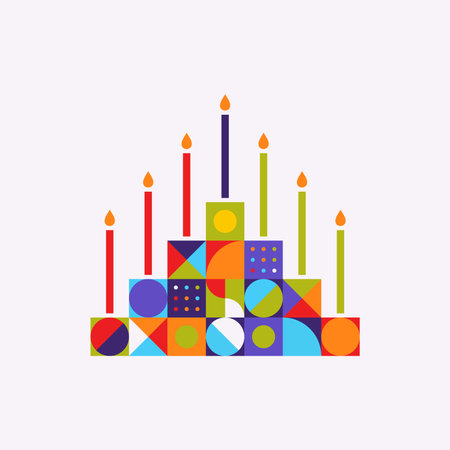 kwanzaa candle with bauhaus abstract texture holderのイラスト素材