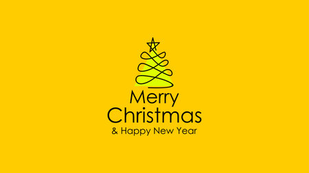 merry christmas greeting card yellow background vector stockのイラスト素材