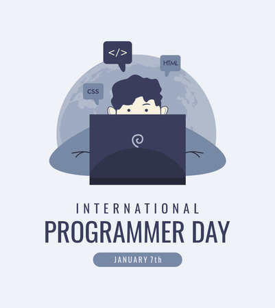 international programmer day social media template vector stockのイラスト素材