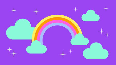 cute retro rainbow sky background vector stock kindergartenのイラスト素材