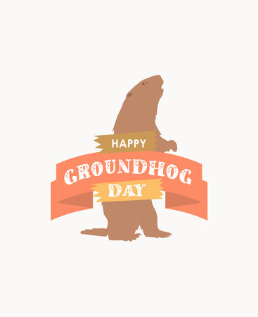happy groundhog day banner template vector stockのイラスト素材