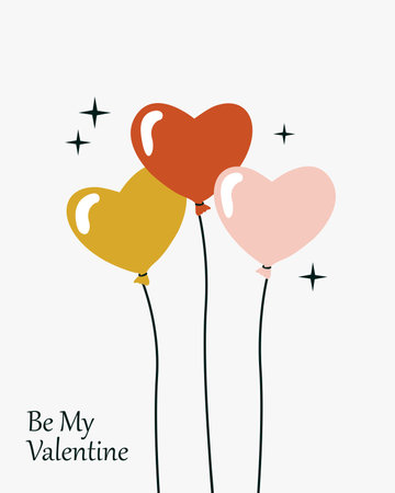 love heart balloon and be my valentine text on white background design vector stockのイラスト素材