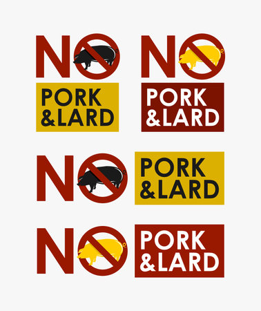 no pork no lard label collection set vector stockのイラスト素材