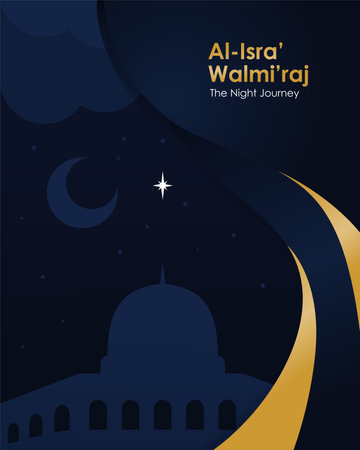 isra miraj the prophet muhammad night journey background vector stockの写真素材