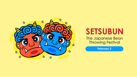 setsubun japanese festival banner template vector stockのイラスト素材