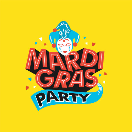 mardi gras party poster with mask ornament vector stockのイラスト素材