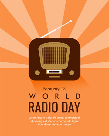 vintage world radio day poster template vector stockのイラスト素材