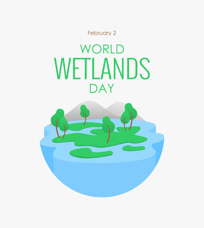 world wetlands day poster with wetland landscape illustration vector stockのイラスト素材