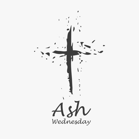 grunge cross for ash wednesday banner template vector stockのイラスト素材