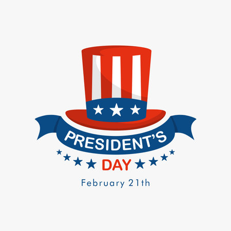 president day banner template with american flag hat ornament vector stockのイラスト素材
