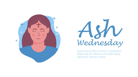 ash wednesday banner design with woman illustration vector stockのイラスト素材