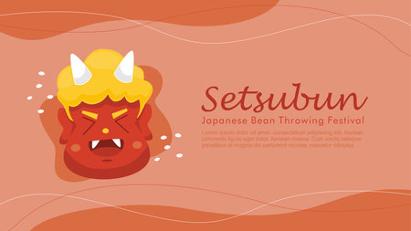 setsubun banner template japanese bean throwing festivalのイラスト素材