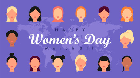 happy international women day banner template vector stockのイラスト素材